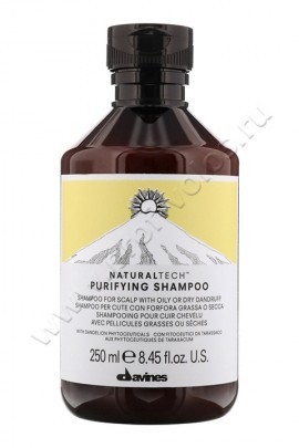 Davines Natural Tech Purifying Shampoo шампунь очищающий против перхоти 250 мл, очищающий шампунь без сульфатов для борьбы с сухой или жирной перхотью