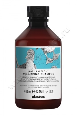Davines Wellbeing Shampoo шампунь увлажняющий 250 мл, без парабенов,  содержит эфирные масла мускатного ореха и сандалового дерева для успокаивающего и стимулирующего действия