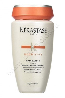 Kerastase Nutritive Bain Satin 1 шампунь для волос нормальных и склонных к сухости 250 мл, восстанавливающая Шампунь-ванна Сатин №1 с протеинами и кератином, не содержит в составе сульфатов и парабенов