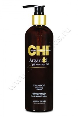 CHI ArganOil plus Moringa oil Shampoo аргановый шампунь для сухих и поврежденных волос 340 мл, мягкий шампунь с аргановым маслом для сухих и поврежденных прядей