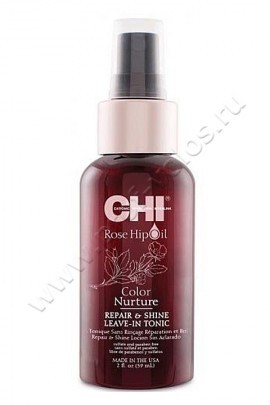CHI Rose Hip Oil Repair & Shine Leave-In Tonic тоник для окрашенных волос 100 мл, тоник для восстановления и блеска окрашенных локонов обладает восстанавливающим эффектом, питая и увлажняя каждый поврежденный волосок
