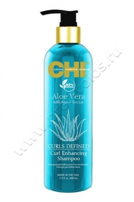 CHI Aloe Vera With Agave Nectar Shampoo шампунь для увлажнения вьющихся волос 340 мл, деликатно очищает кожу головы и волосы от загрязнений