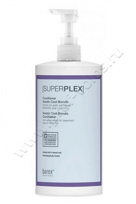 Barex Superplex Keratin Cool Blond Conditioner кондиционер для придания холодного оттенка 750 мл, кондиционер с аминокислотами Кератина и комплексом пигментов для нейтрализации нежелательных желтых оттенков на светлых, седых или обесцвеченных волос