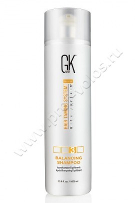 Global Keratin Balancing Shampoo GKhair шампунь балансирующий для волос и кожи головы 1000 мл, шампунь очищает жирные корни волос, нежно восстанавливает баланс кожи головы