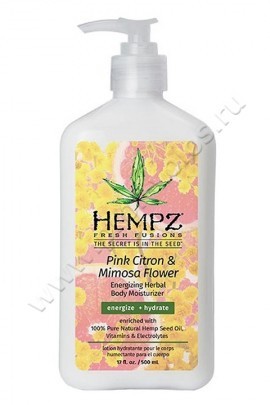 Hempz Fresh Fusions Pink Citron & Mimosa Flower Energizing Herbal Body Moisturizer молочко для тела Розовый лимон и Мимоза 500 мл, масло и экстракт семян конопли – богатые источники незаменимых жирных кислот, аминокислот и жизненно необходимых питательных веществ