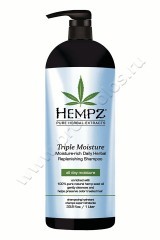 Шампунь Hempz Pure Herbal  Triple Moisture Replenishing Shampoo для волос тройное увлажнение 1000 мл